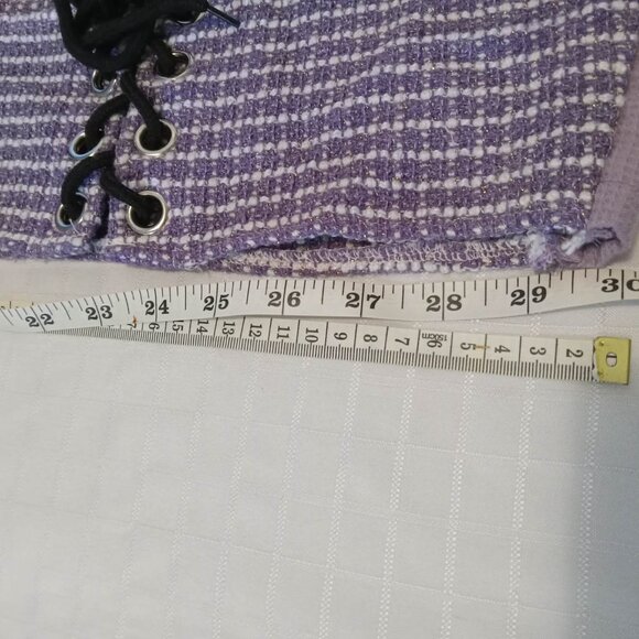 Very pretty redesigned lace-up tank top in polyester and wool, non-stretch - Picture 2 of 7